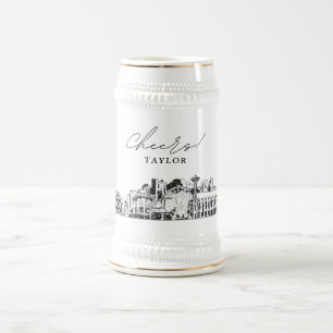 Chope À Bière Cadeau personnalisé Seattle Skyline Bière Stein
