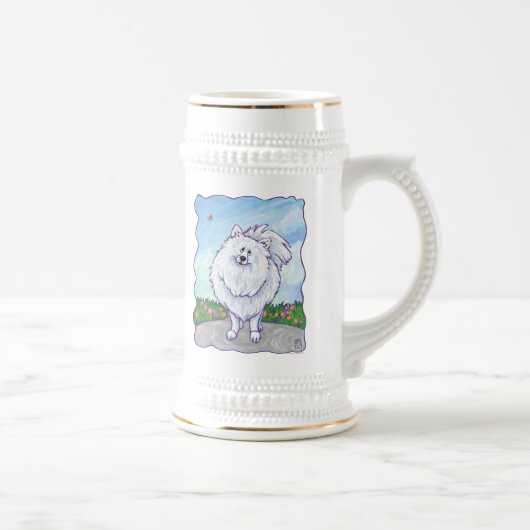 Chope À Bière Cadeaux et accessoires Poméraniens blancs (Droite)