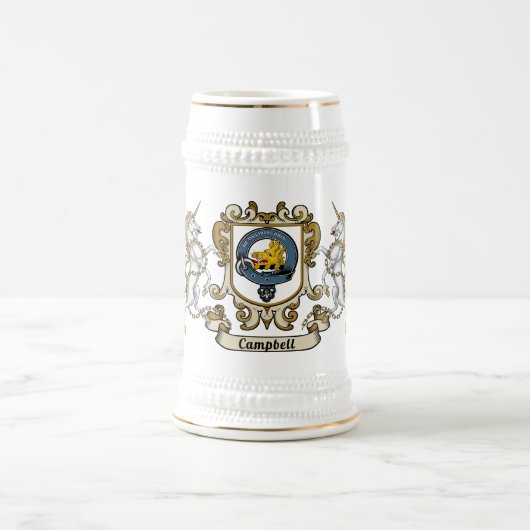 Chope À Bière Campbell Clan Badge & Unicorn (Centre)