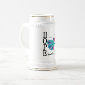 Chope À Bière Cancer de la thyroïde de papillon d'espoir (Devant gauche)