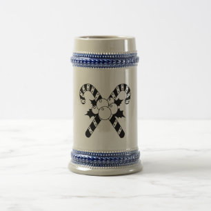 Chope À Bière Canneberges et gui Joyeux Noël noir