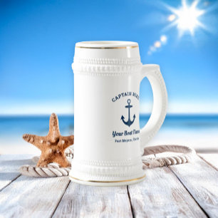 Chope À Bière Capitaine nautique nom de bateau personnalisé port