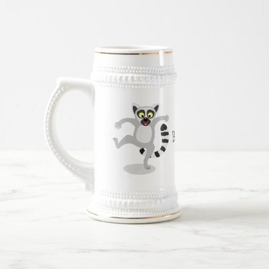 Chope À Bière Caricature de danse lémurienne en anneau mignon (Gauche)