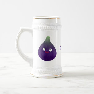Chope À Bière Caricature de fruits mauve joyeux aux figues