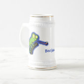 Chope À Bière Caricature de lézard de caméléon vert joyeux (Devant gauche)