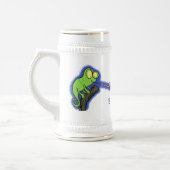 Chope À Bière Caricature de lézard de caméléon vert joyeux (Gauche)