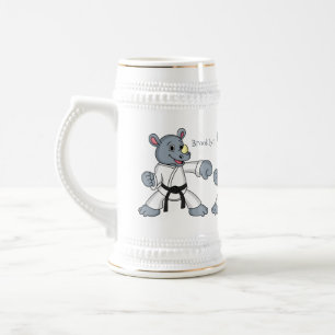Chope À Bière Caricature de rhino kung fu