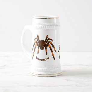Chope À Bière Caricature déplaisante de tarantule brun et orange
