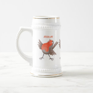 Chope À Bière Caricature d'oiseau rouge chantant mignon