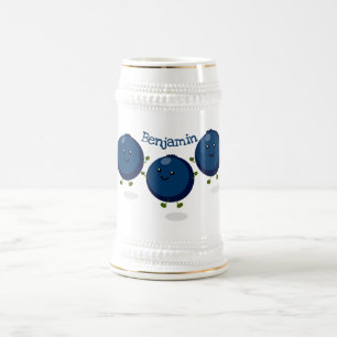 Chope À Bière Caricature mignonne de bleuets violets