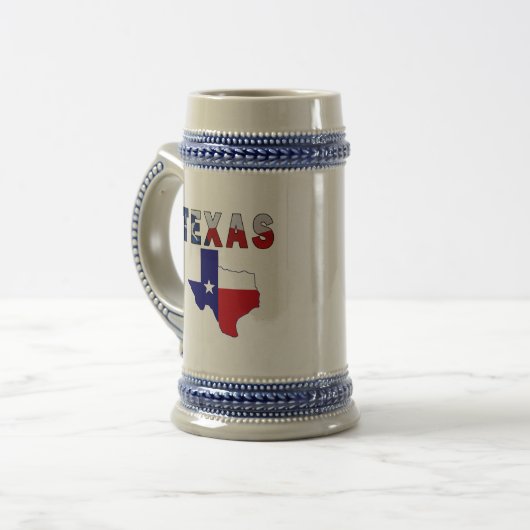 Chope À Bière Carte des drapeaux avec le Texas (Devant gauche)