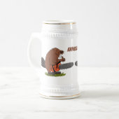 Chope À Bière Castor drôle avec humour de dessin animé de tronço (Devant gauche)