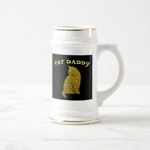 CHOPE À BIÈRE CAT DADDY DAD GOLD PARTIES SCINTILLANT BEER STEIN