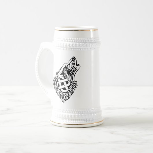 Chope À Bière Celtic hurlant Knotwork de loup (Devant gauche)