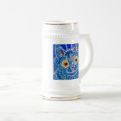 Chope À Bière Chat gothique bleu (Devant droit)