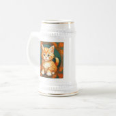Chope À Bière Chat orange de style Alphonse Mucha (Devant gauche)