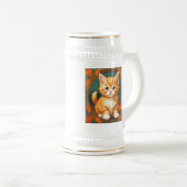 Chope À Bière Chat orange de style Alphonse Mucha (Devant droit)