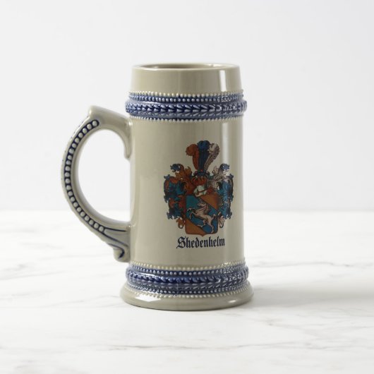 Chope À Bière Chedenhelm Family Crest (Avec "Shedenhelm") STEIN (Gauche)