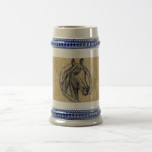 Chope À Bière Cheval Caméo sur Burlap