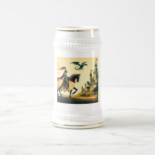 Chope À Bière Chevalier médiéval/dragon/château fantastique