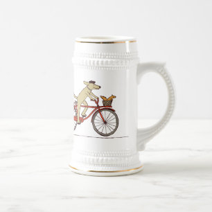Chope À Bière Chien cycliste avec ami écureuil - Art d'animaux m