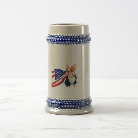 Chope À Bière Chien de taureau français avec drapeau américain (Centre)