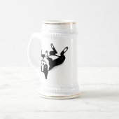 Chope À Bière Chien noir et blanc drôle mignon de Boston Terrier (Devant gauche)