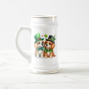 Chope À Bière Chiens mignons design St. Patrick-67538