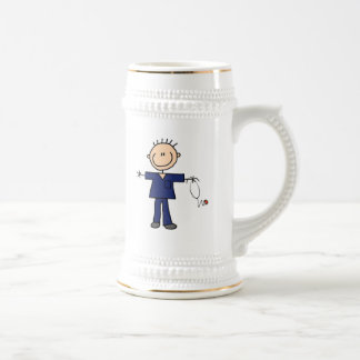 Chope À Bière Chiffre masculin infirmière - bleu de bâton
