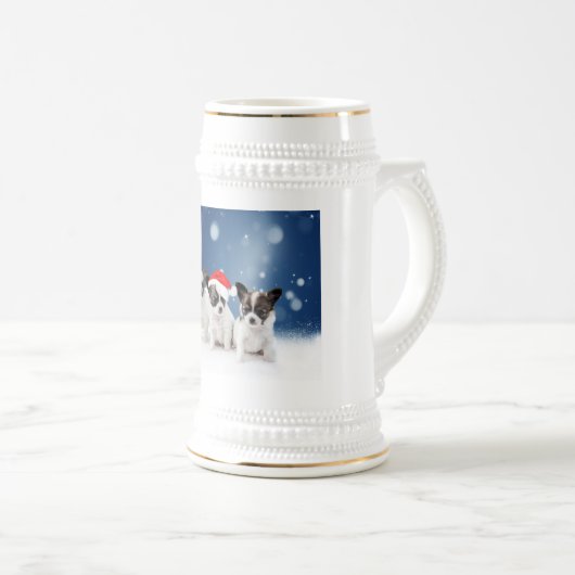 Chope À Bière Chihuahua Chiuppies mignonnes avec Noël du Père No (Devant droit)