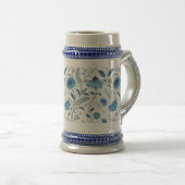 Chope À Bière Chinoiserie Blue Echinacea Pattern (Devant droit)