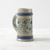 Chope À Bière Chinoiserie Blue Echinacea Pattern (Devant gauche)
