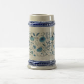 Chope À Bière Chinoiserie Blue Echinacea Pattern (Centre)