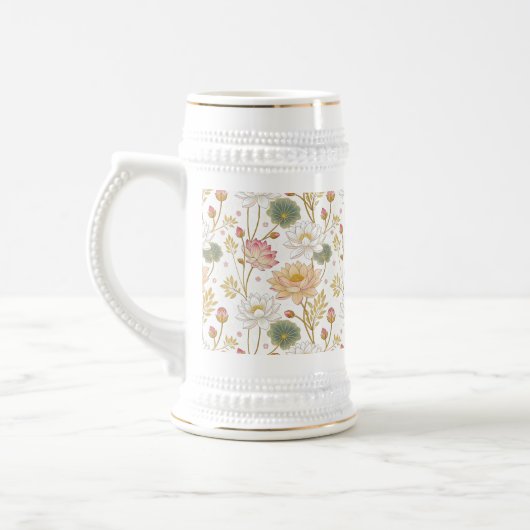 Chope À Bière Chinoiserie Elegant Lotus Flowers Gold Pink (Gauche)