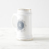 Chope À Bière Chope de bière initiale pour garçon d'honneur bleu (Devant gauche)