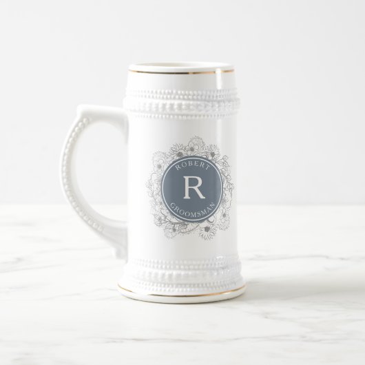 Chope À Bière Chope de bière initiale pour garçon d'honneur bleu (Gauche)