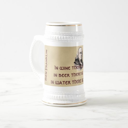 Chope À Bière Citation de Ben Franklin (Devant gauche)