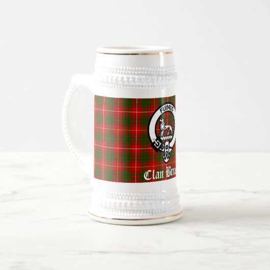 Chope À Bière Clan Bruce Crest Badge & Tartan Custom (Devant gauche)