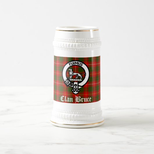 Chope À Bière Clan Bruce Crest Badge & Tartan Custom (Centre)