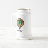 Chope À Bière Clan MacArthur Crest sur Tartan (Devant gauche)