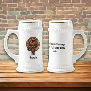 Chope À Bière Clan Sinclair Crest sur Tartan