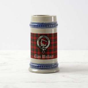 Chope À Bière Clan Wallace Crest Badge et Tartan
