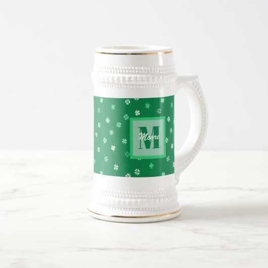 Chope À Bière Clovers à 4 feuilles shamrock - Vert clair à vert (Devant droit)
