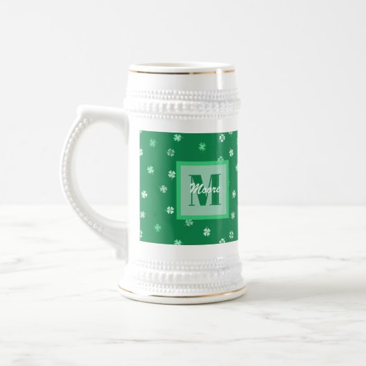 Chope À Bière Clovers à 4 feuilles shamrock - Vert clair à vert (Gauche)