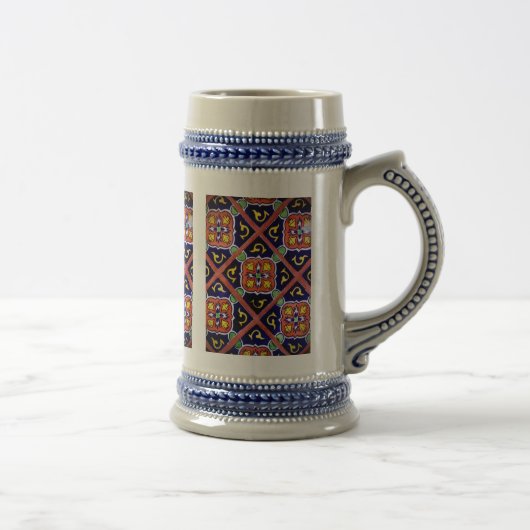 Chope À Bière Cobalt Blue Burange Orange Southwestern Tile Desig (Droite)