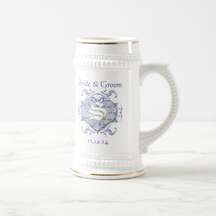 Chope À Bière Cœur de vœu de mariage monogramme