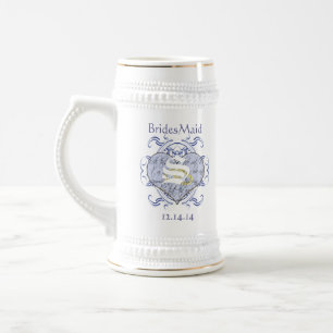 Chope À Bière Cœur de vœu de mariage monogramme