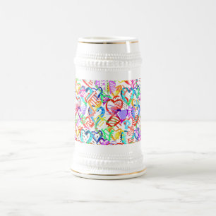 Chope À Bière Coeurs colorés mignons motif