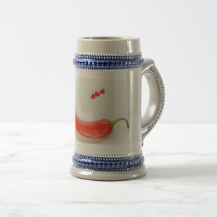 Chope À Bière Coeurs de poivre chaud rouge blanc