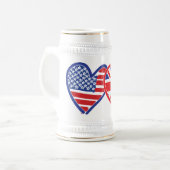 Chope À Bière Coeurs du drapeau américain/Union Jack (Devant gauche)